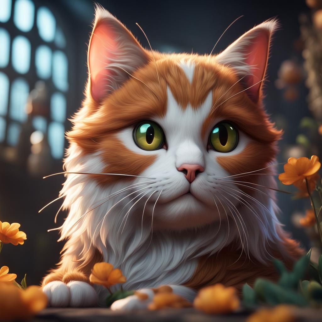 Cute Cat in Detailed Fantasy Concept Art