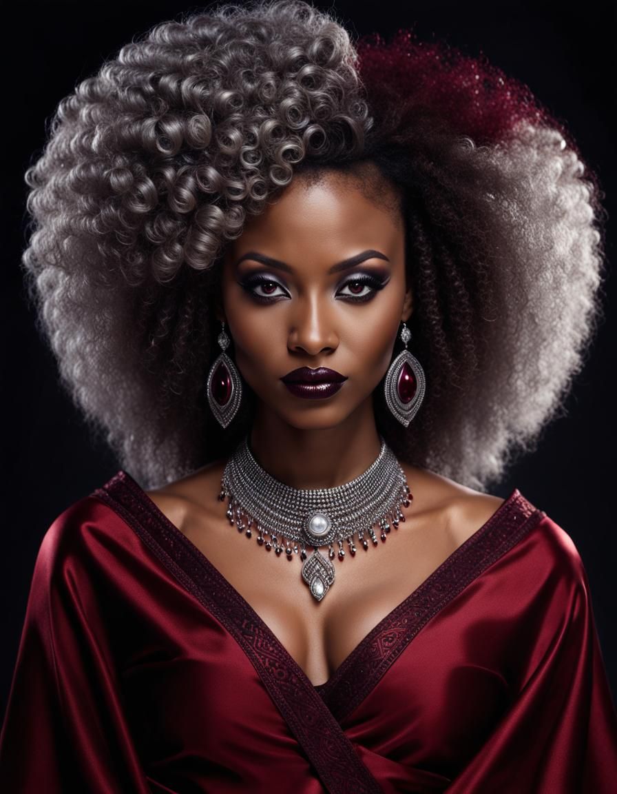 Hyperrealistic Portrait of a Dark Red Runes Sorceress