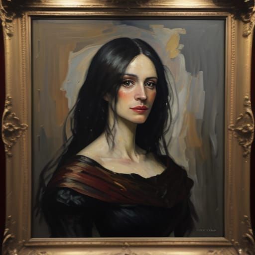 Expressive Lady Portrait in Neo-Impressionist Style
