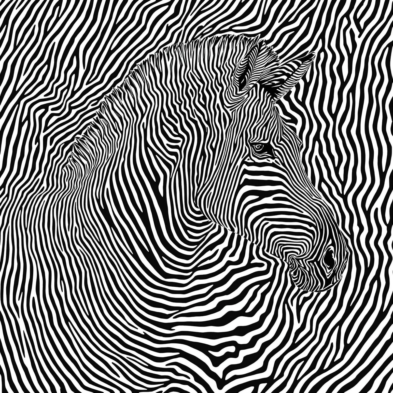 Abstract Zebra Optical Illusion in Black and White