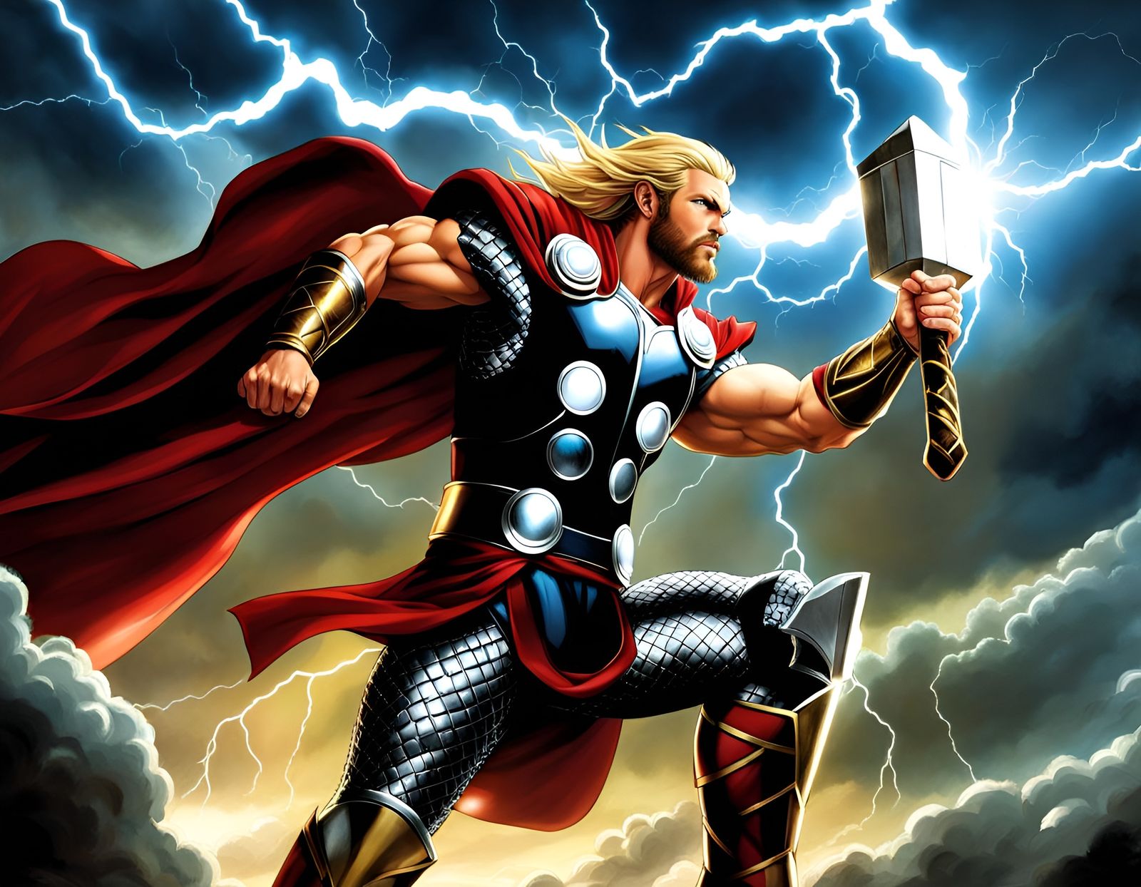 Divine Light Illuminates Thor, God of Thunder