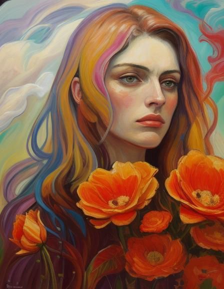 Woman in Vibrant, Expressionist Neo-Impressionist Masterpiec...