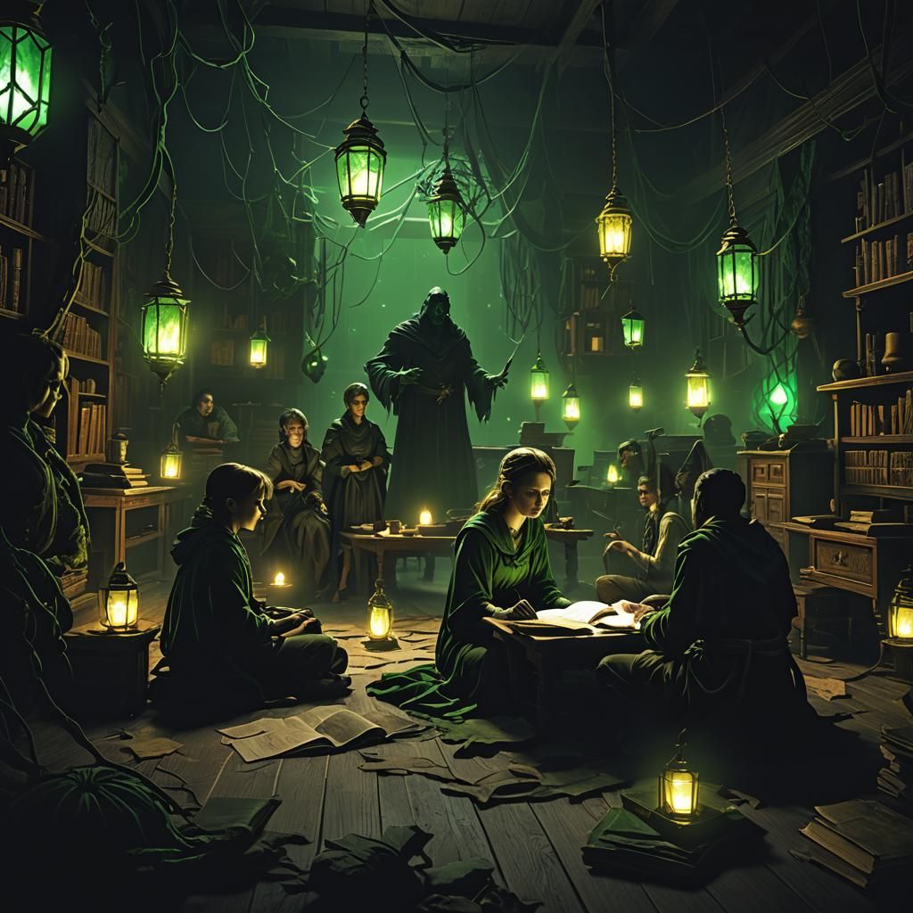 Eerie Fantasy: Children Escape in a Dark Room