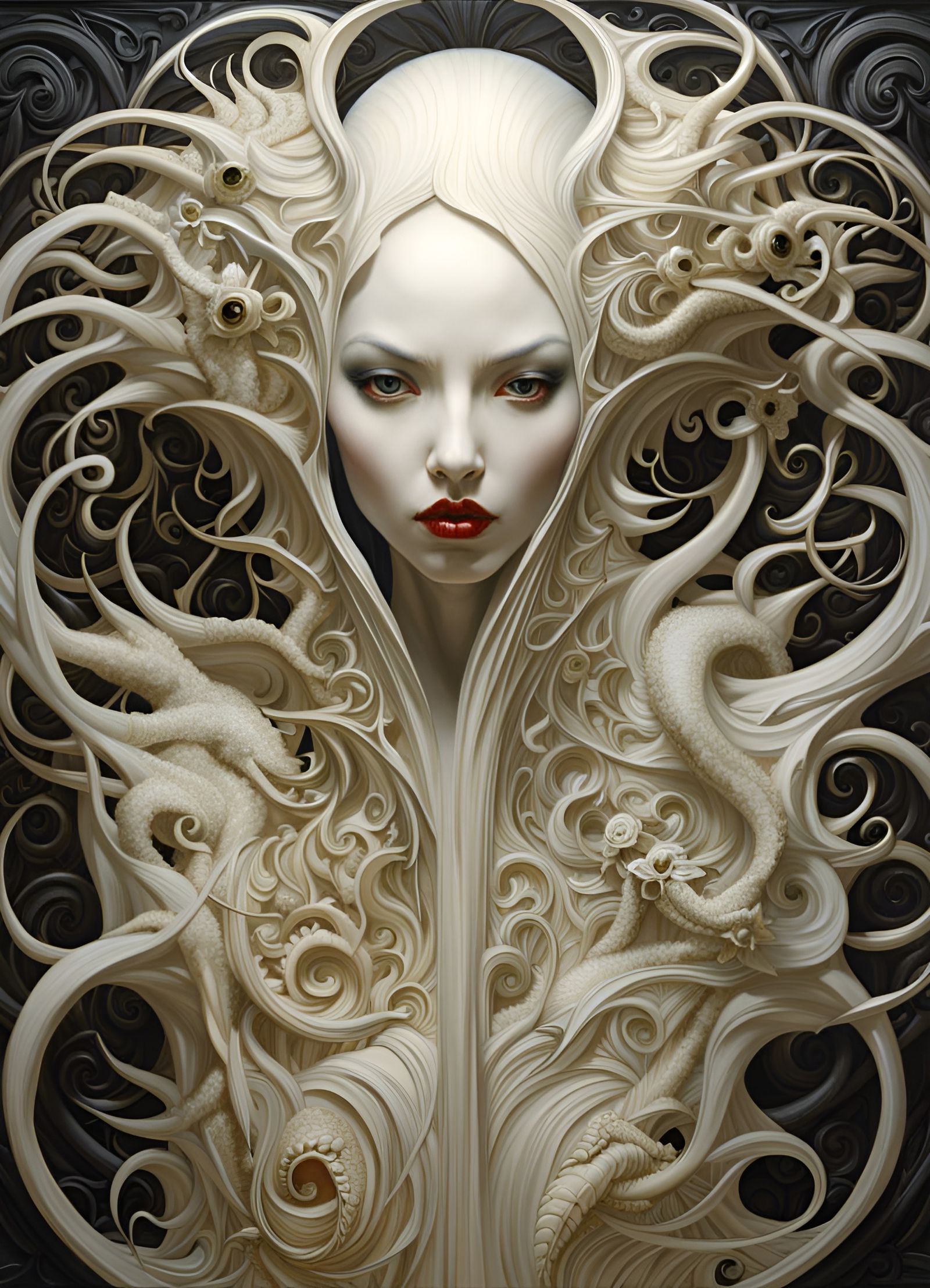 Terrifying Goth Vampire Portrait in Horror Style