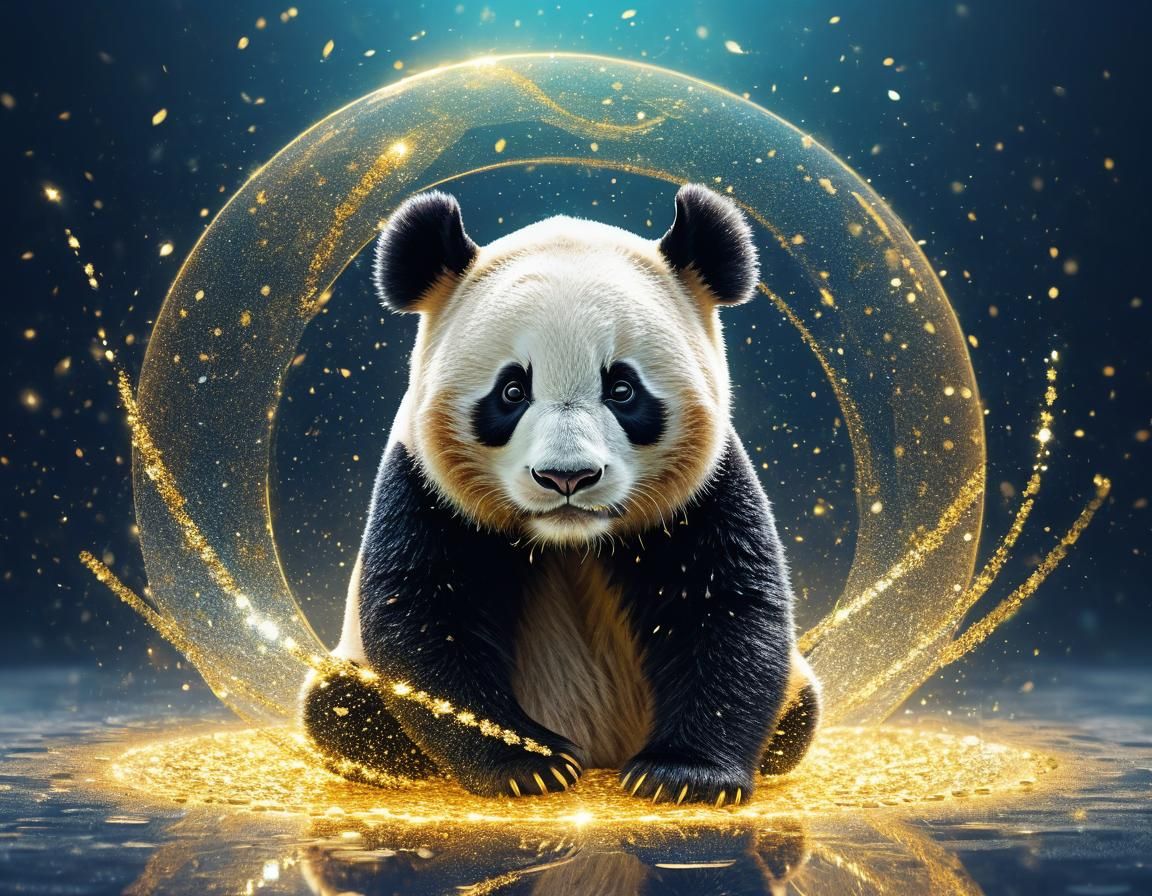 Happy Panda in Ethereal Post-Impressionism Style
