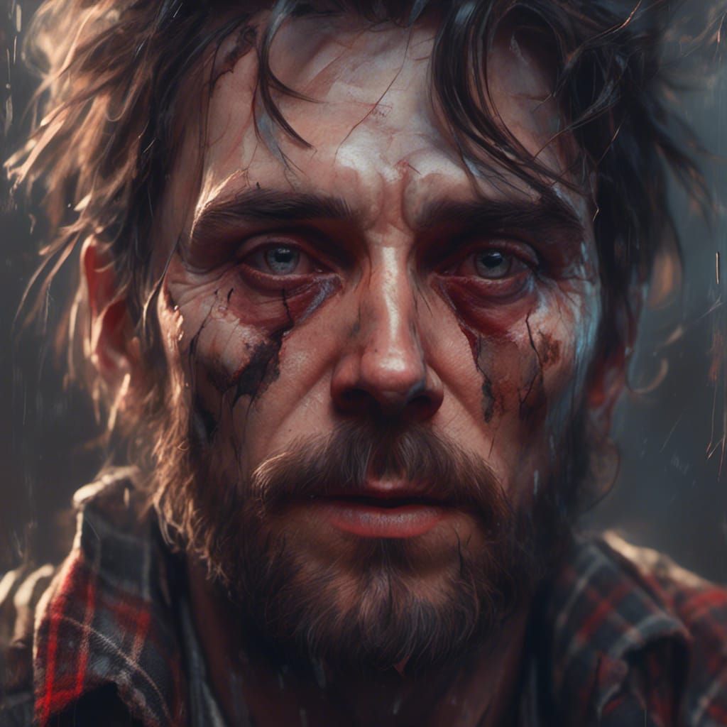 Haunted Scottish Man Portrait in Hyperdetailed Style