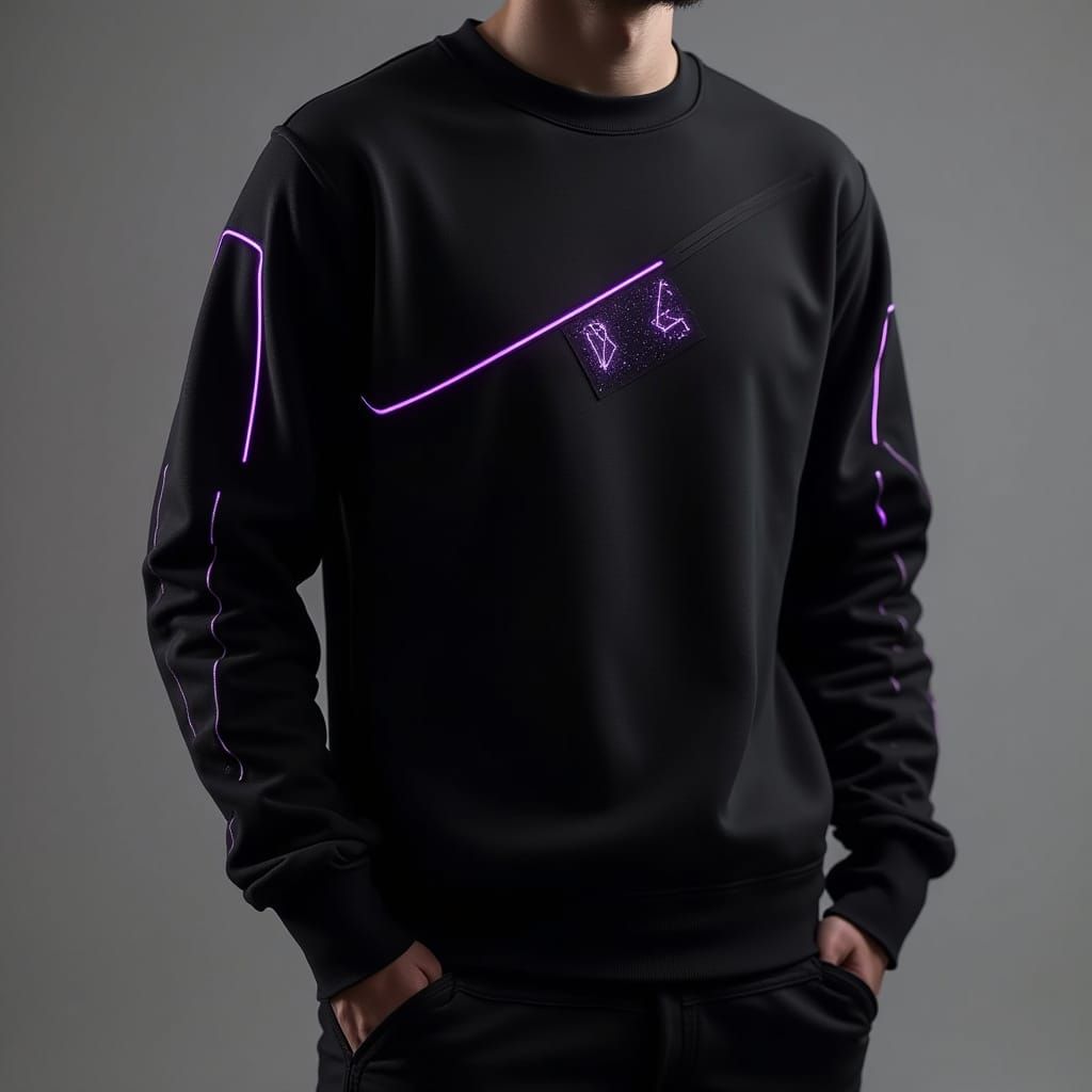 Futuristic Sweatshirt with Glowing Neon Accents