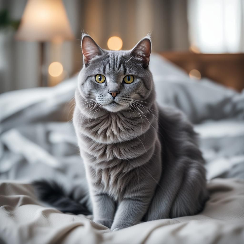 Gray Cat Lounging: Professional Photography
