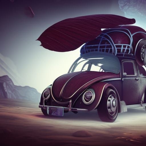 Vintage VW Beetle Floats Through Space