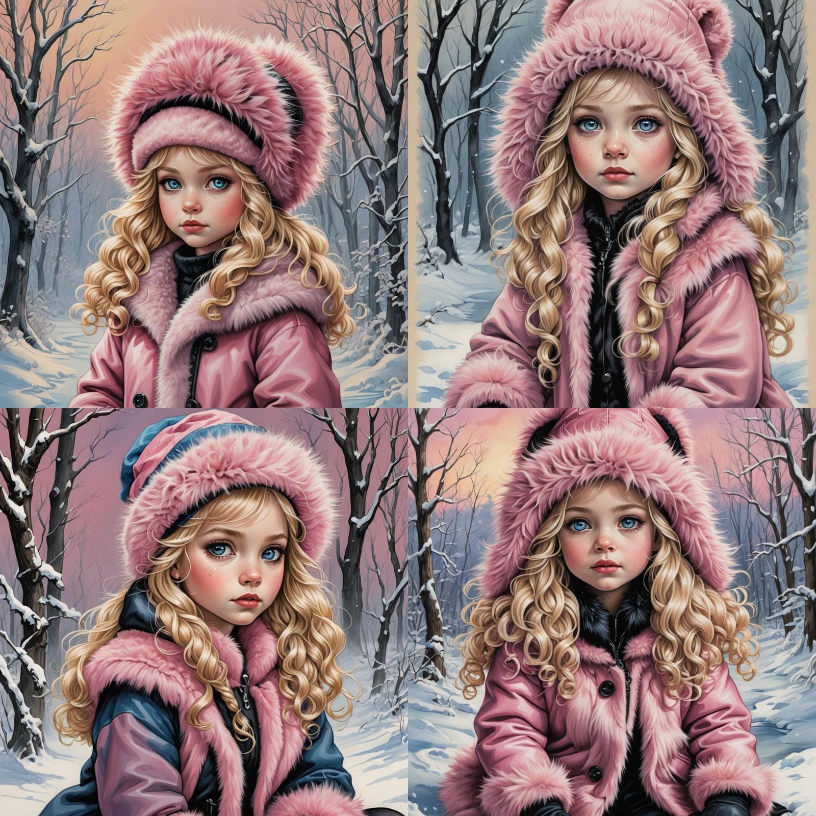 Winter Girl: A Detailed Colored Pencil Drawing