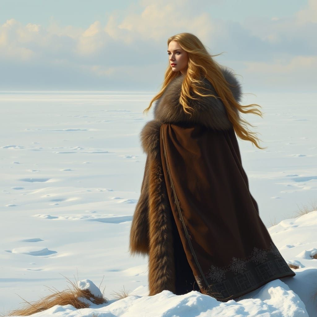 Majestic Queen Reigns Over Frostbitten Steppes in Realistic...