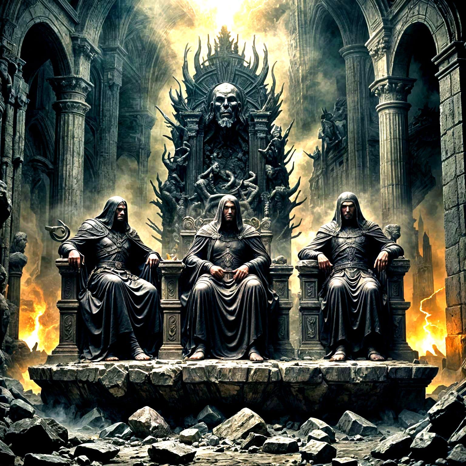 Gothic Greek Judges of the Underworld Condemn a Tormented So...