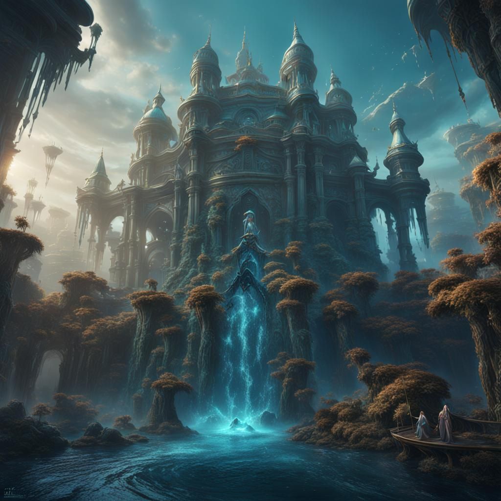Detailed Matte Painting of a Water Queen