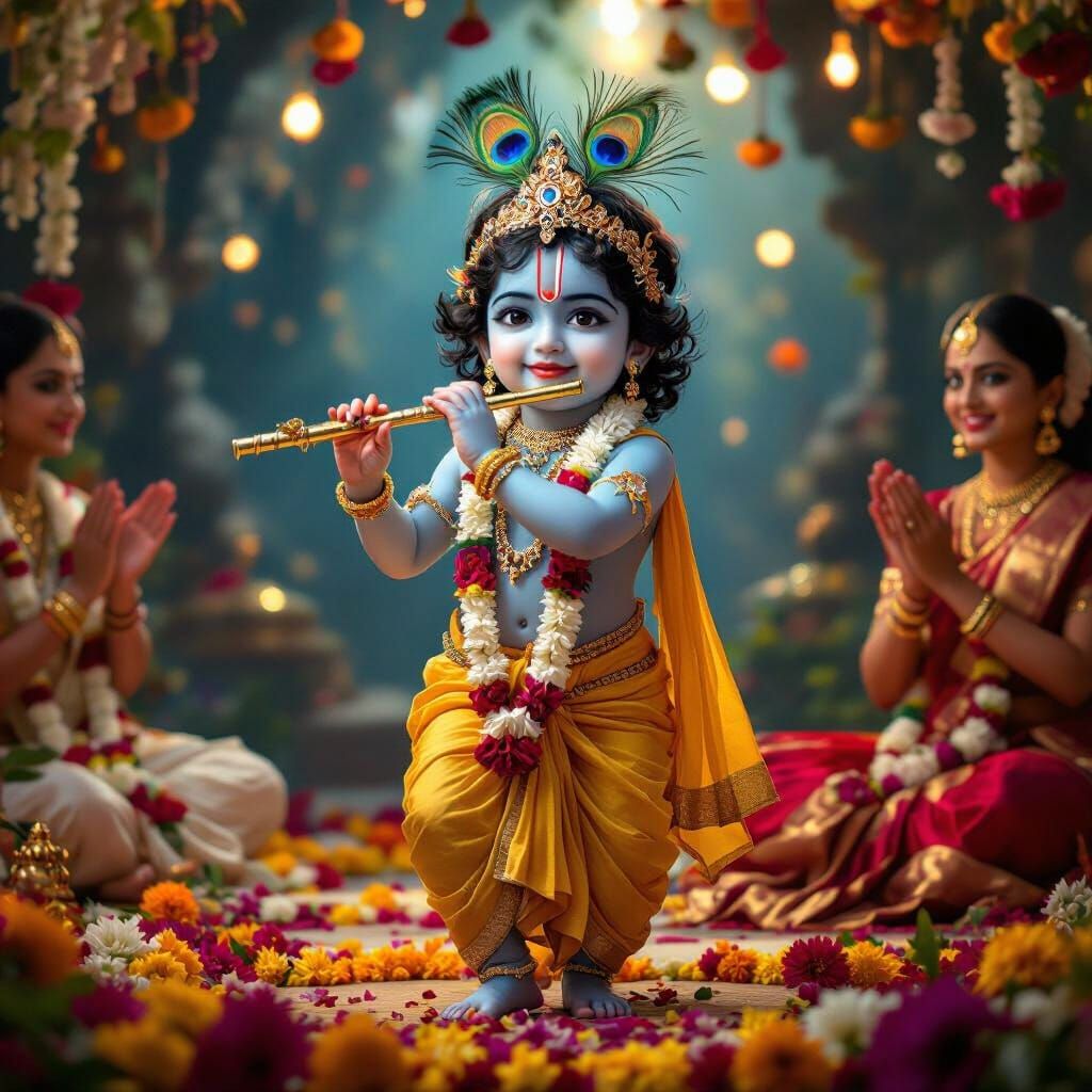 Krishna Celebration: A Vibrant Ultra-Realistic Rendition