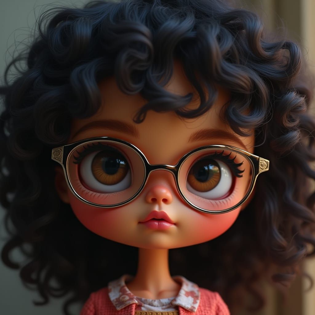 Expressive Blythe Doll in Detailed Matte Painting Style