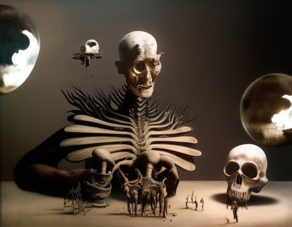 Surreal Skeleton Prince in Post-Apocalyptic Wonderland