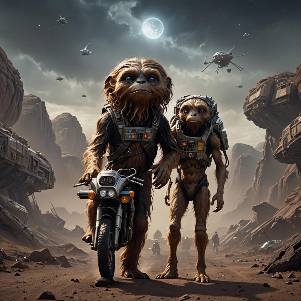 Sci-Fi Wookiee E.T. Hybrid Digital Painting