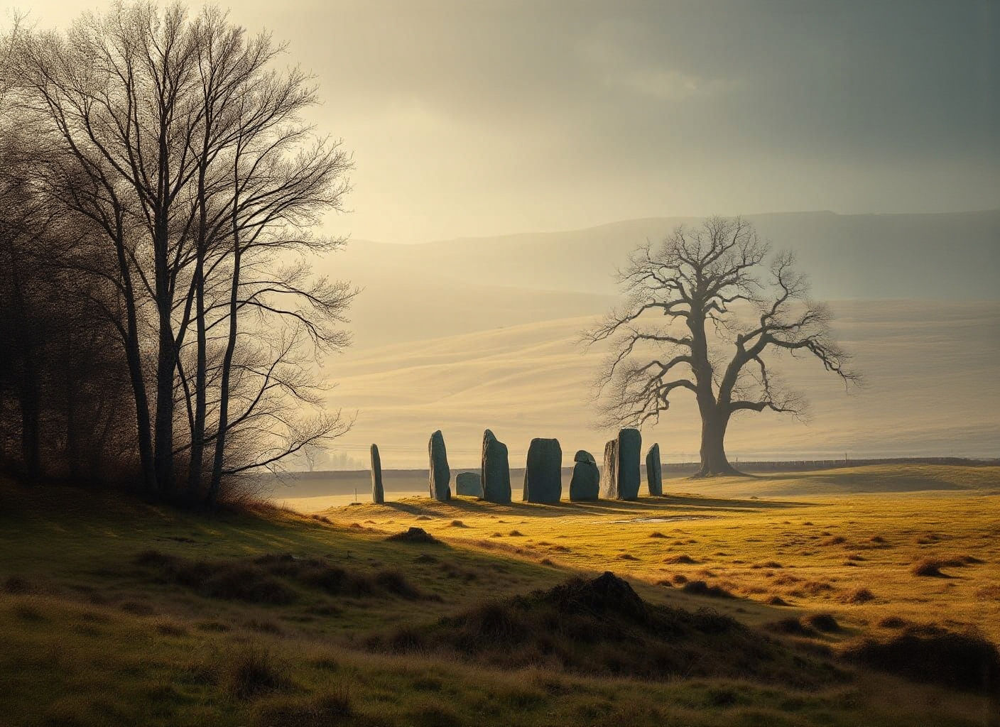 Mystical Celtic Landscape with Ancient Standing Stones