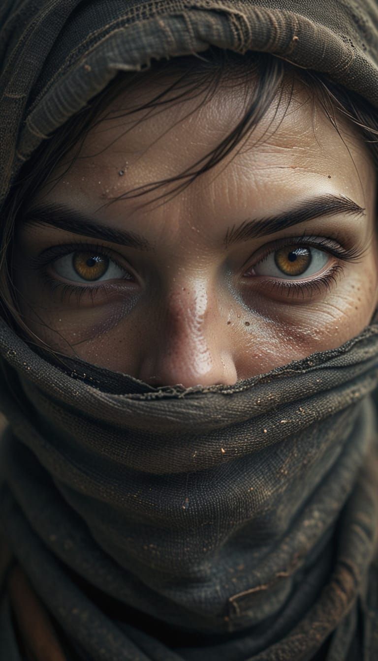 Dramatic Digital Portrait of a Desert Wanderer in Earth Tone...