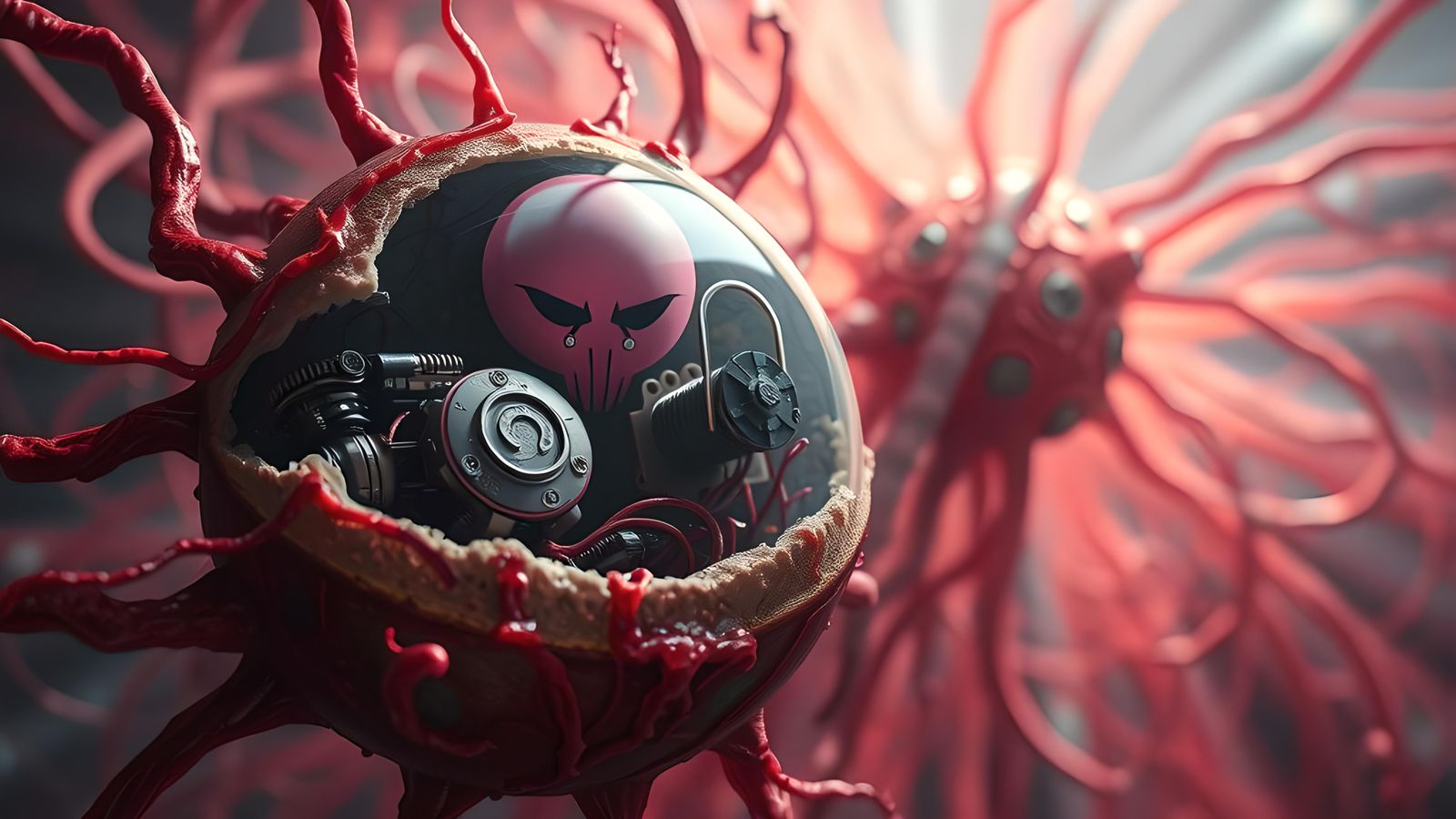 Biomechanical Blood Cell in Grotesque Hyperrealism