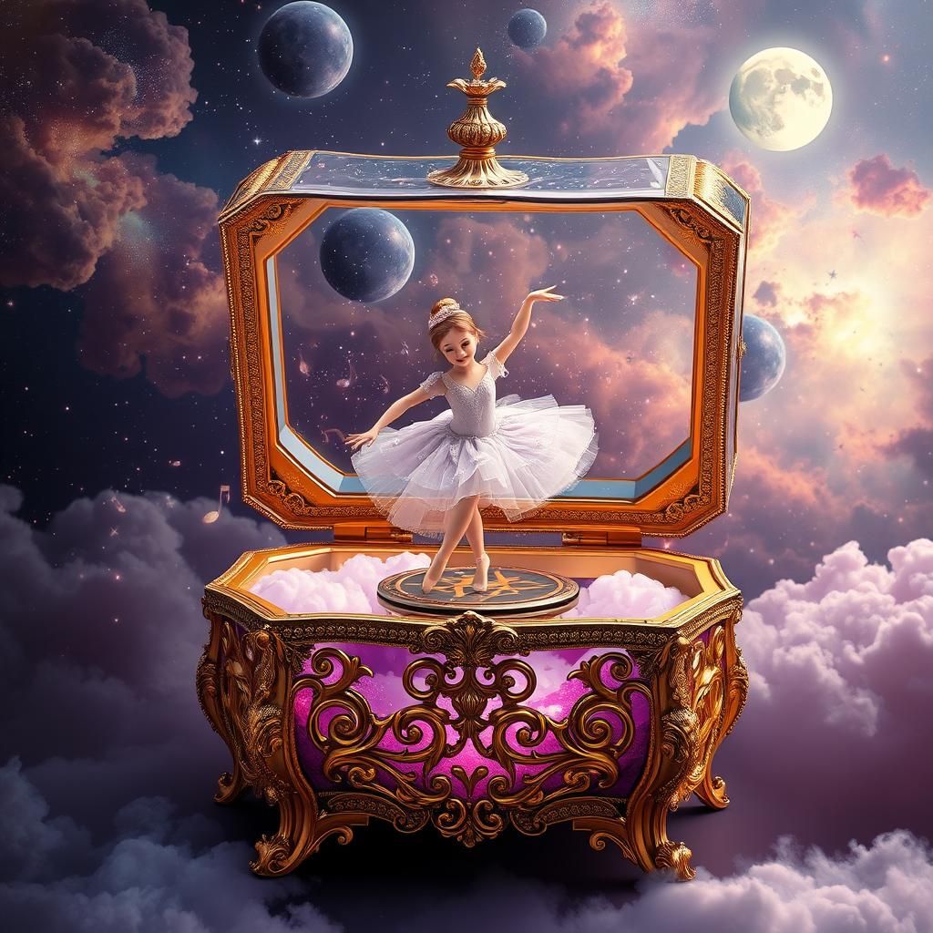 Ballerina's Nebula Dance in Victorian Music Box