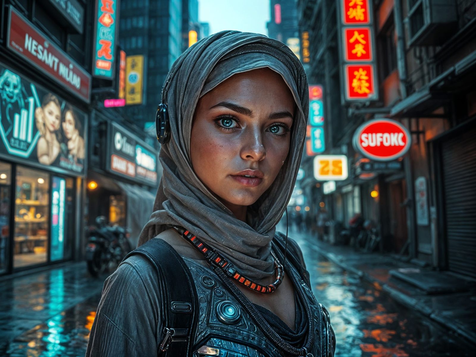 Portrait of a cybernetically enhanced woman