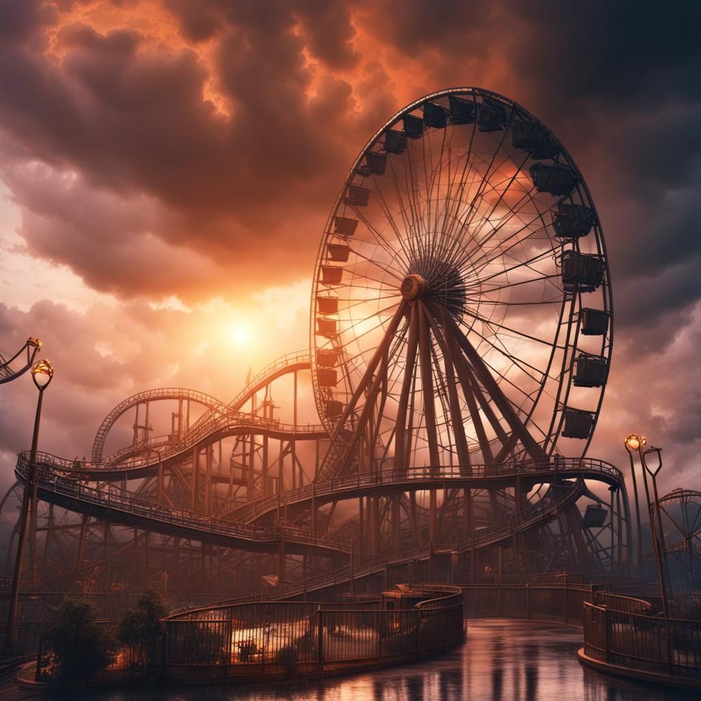 Post-Apocalyptic Theme Park Sunset