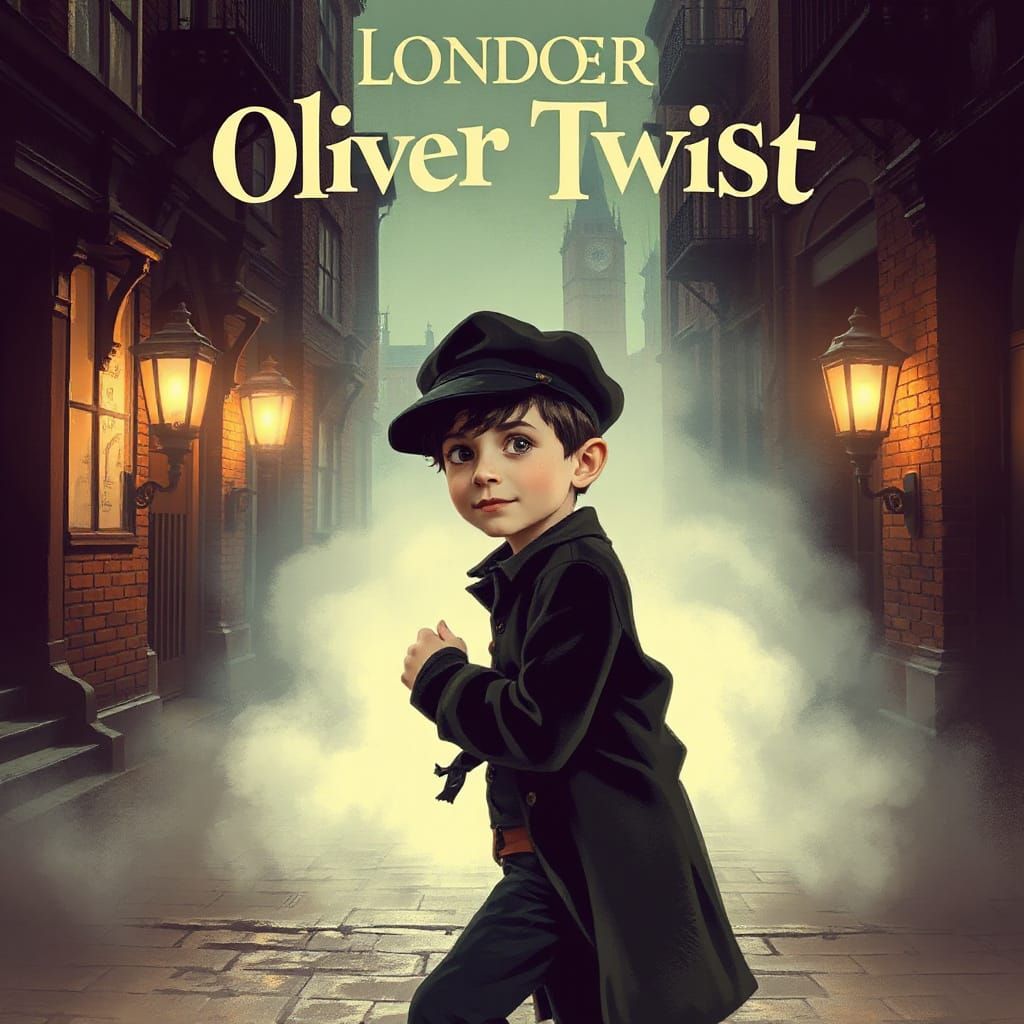 Victorian-Era Boy in Foggy London Alleyway