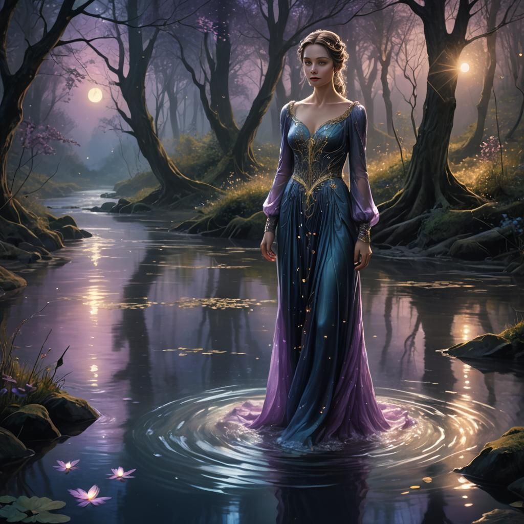 Magical Woodland Stream in Ethereal Fantasy Style