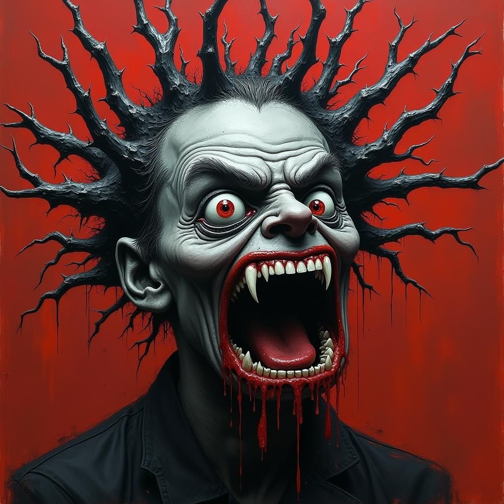 Distorted Face: A Haunting Black and White Sketch