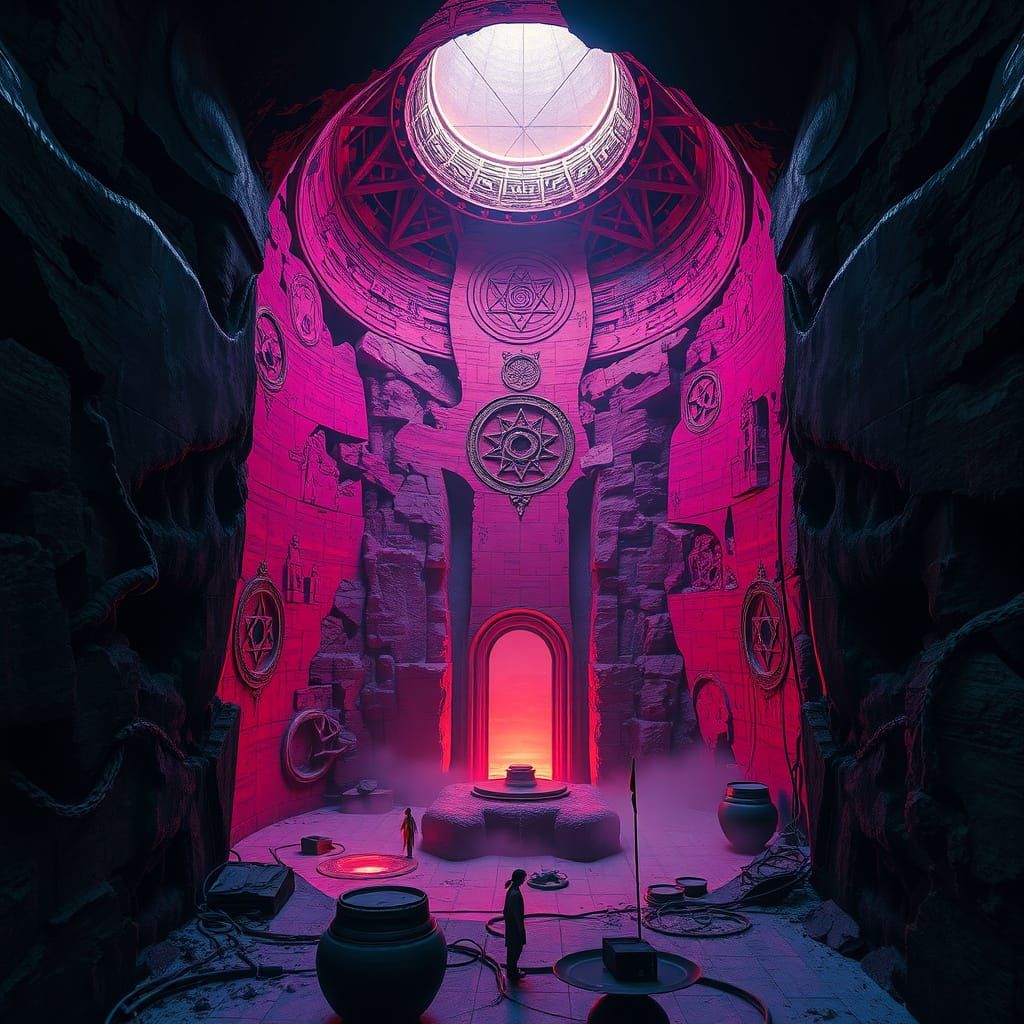 Mysterious Biomechanical Realm in Dark Cyberpunk Style