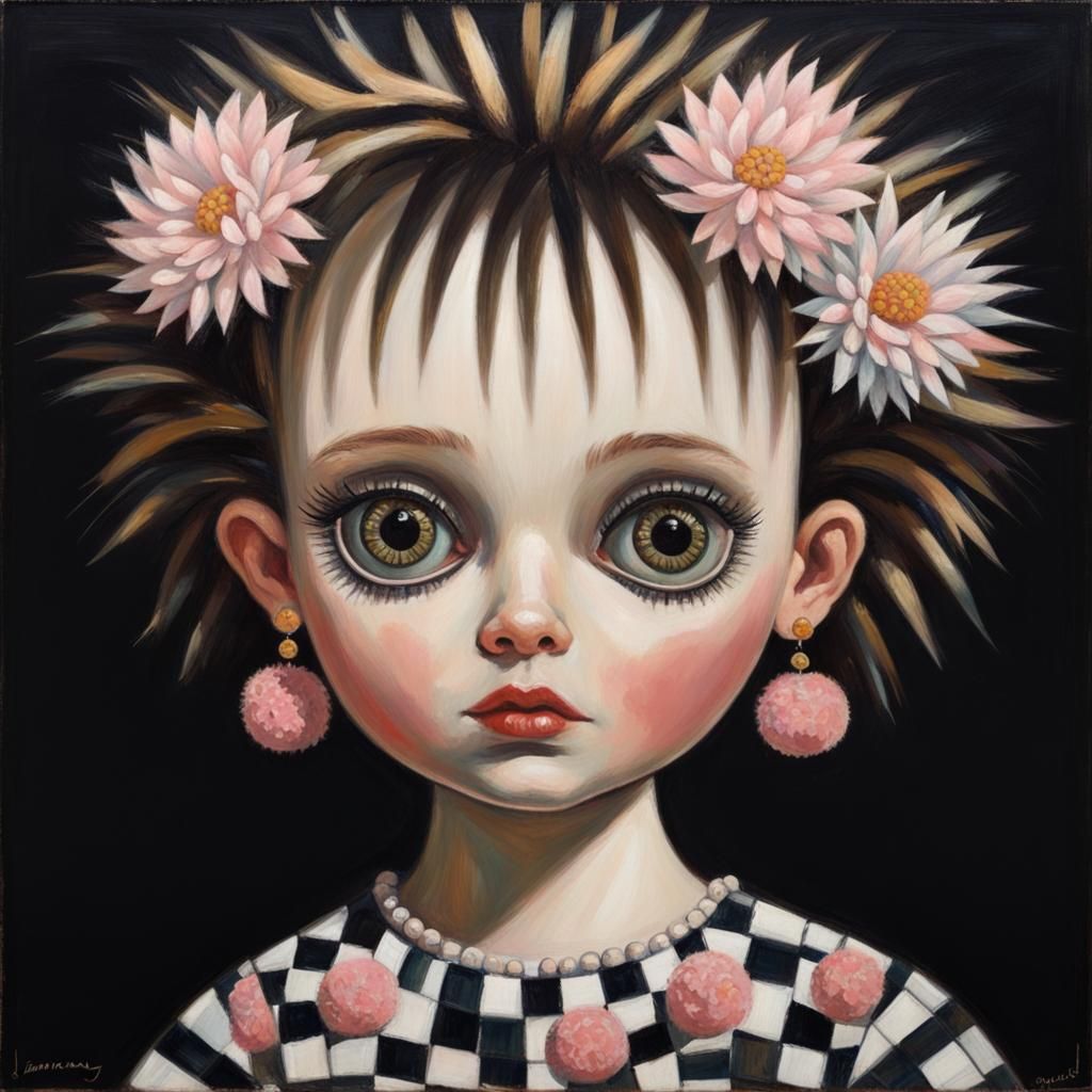 Surreal Doll Head in Oil Painting Style