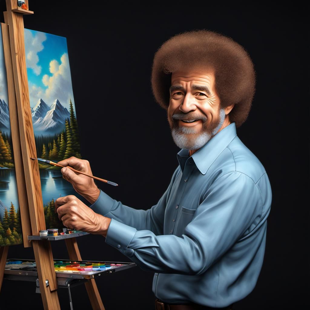 Sad Painter's Optimistic Self-Portrait in Digital Art