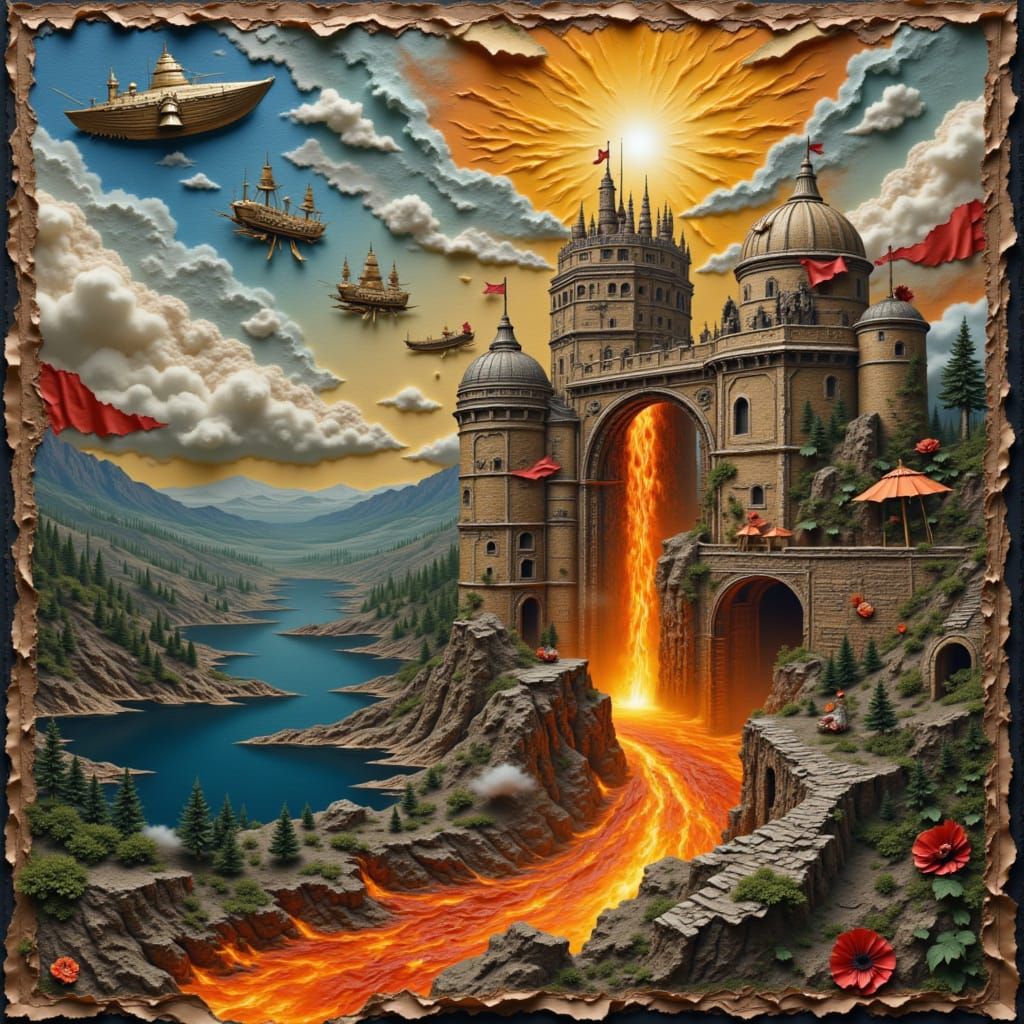 Volcanic Sky Fortress,Fantasy