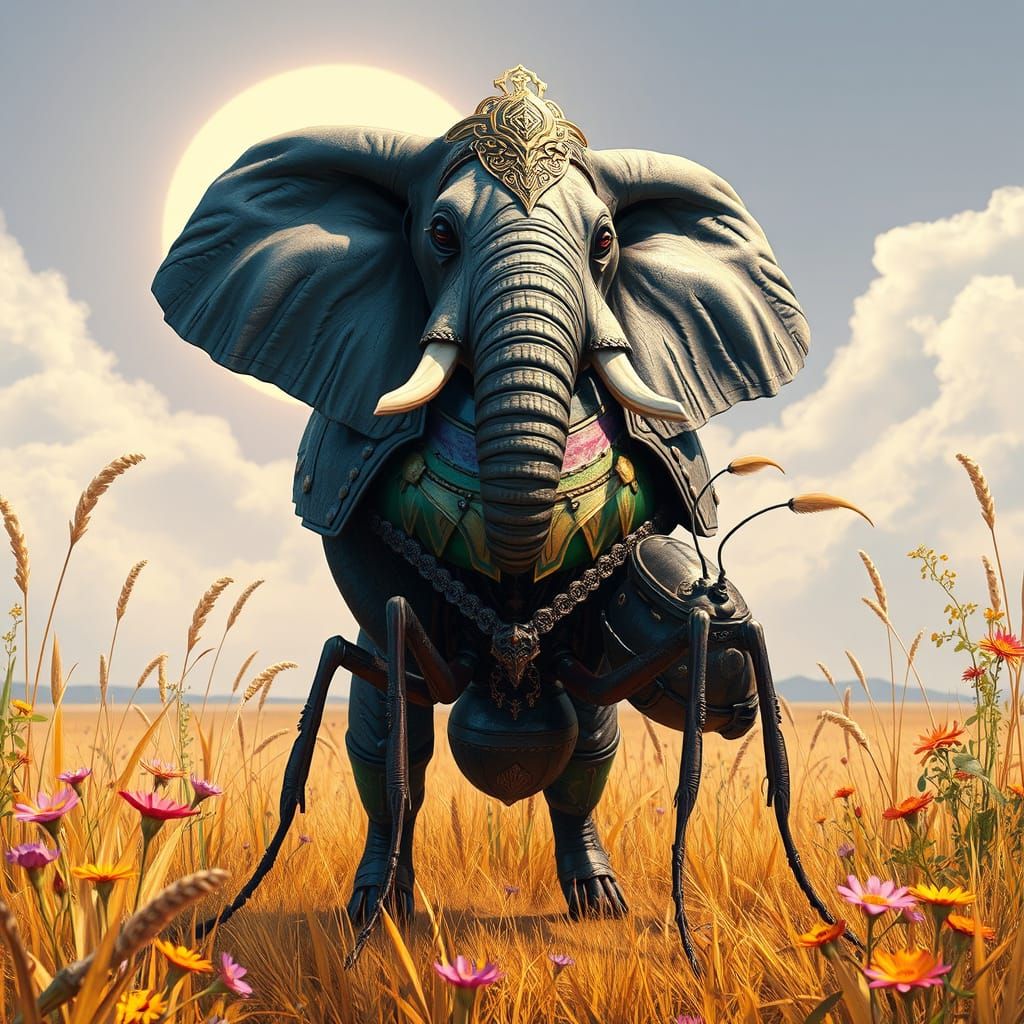 Majestic Iridescent Armor Wearing Elephant-Ant Hybrid in Vib...