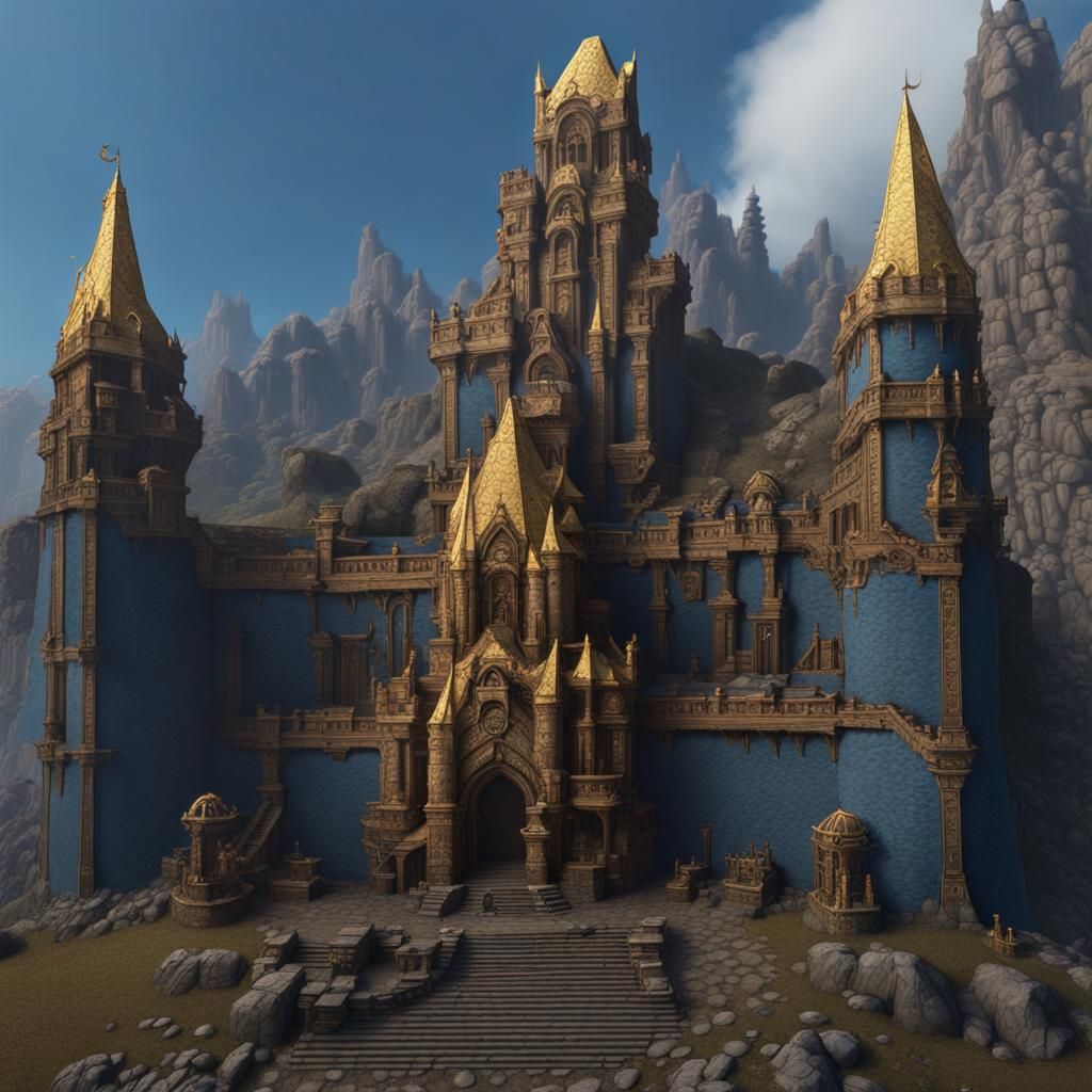 Majestic Dwarf Fortress in Mountain Landscape