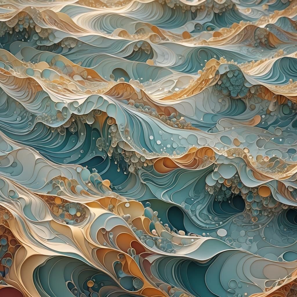 Fractal Landscape with Wind-Whipped Tears as Abstract Vector...