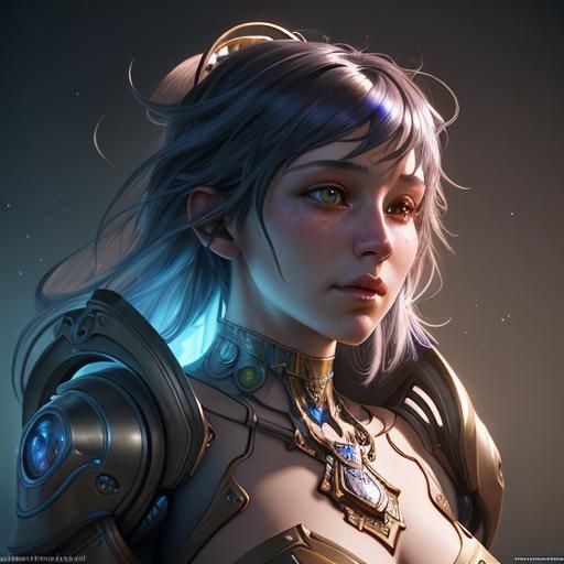 Robot Genie Portrait in Hyperdetailed Concept Art