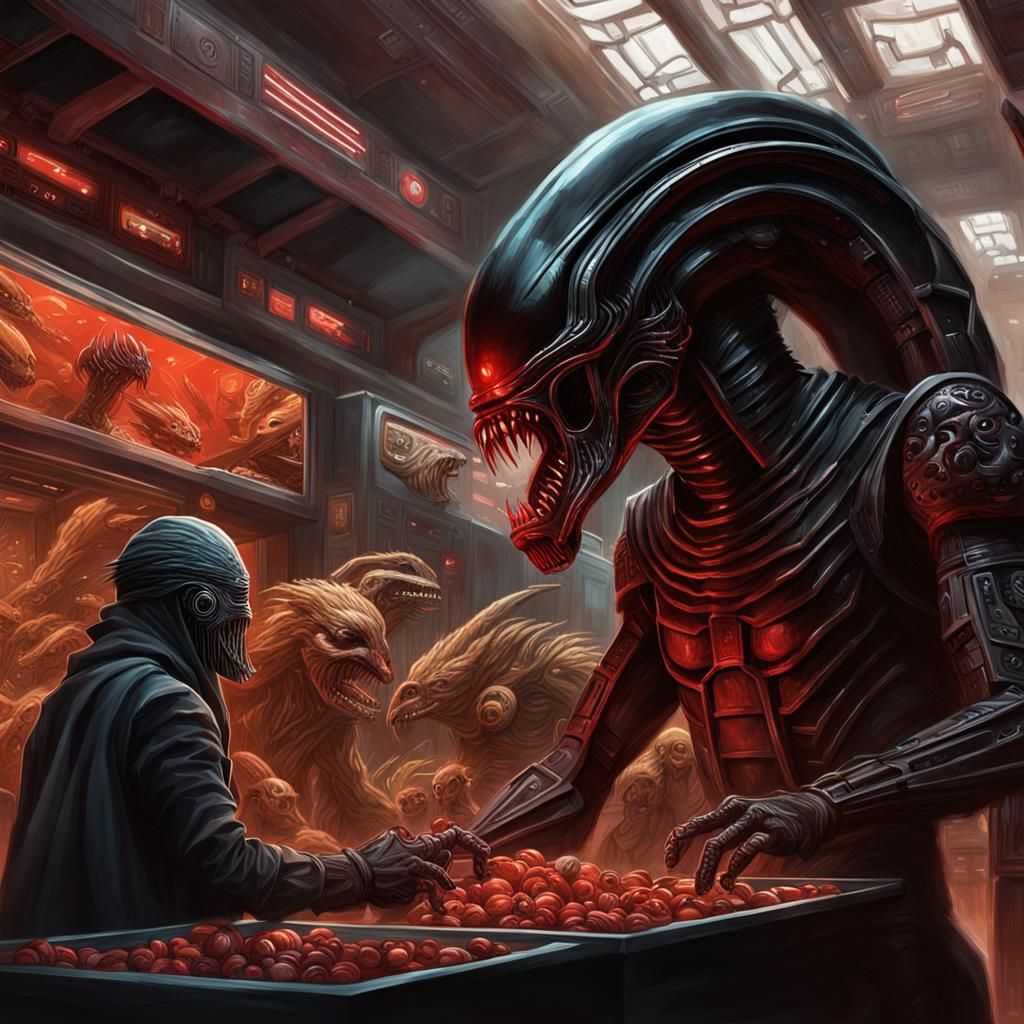 Intergalactic Market on Terra: Hyperrealistic Concept Art