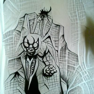 Spider Demon in Suit: Marvel Comics Ink Art
