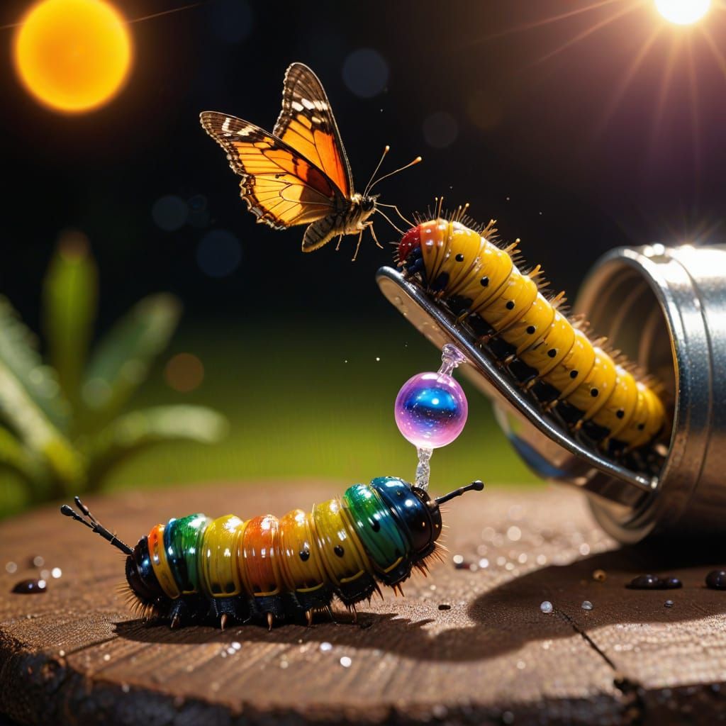 Caterpillar Tennis Match in Macro Photography