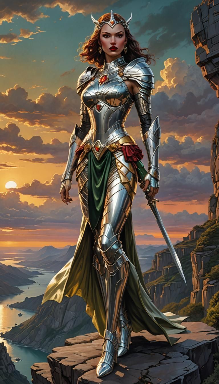 Sci-Fi Warrior Goddess in Art Deco Style