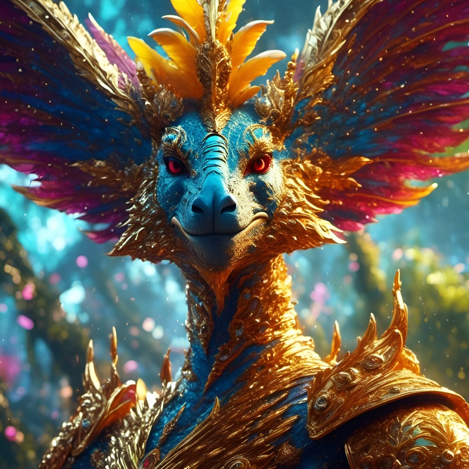 Cosmic Jungle Letter A: Digital Oil Painting