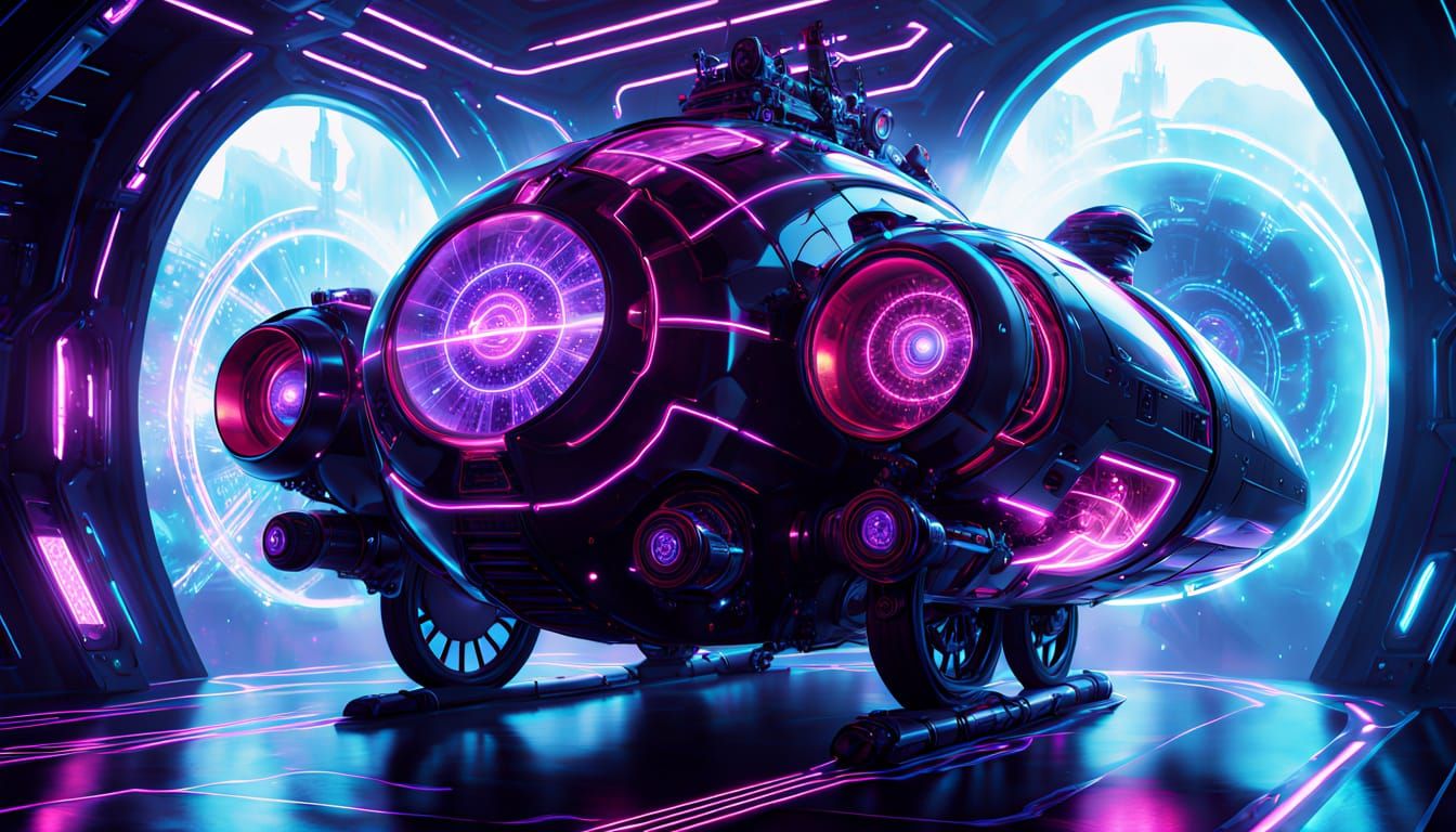 Retrofuturist Aetherpunk Spacewalk Vehicle in Mecha Anime St...