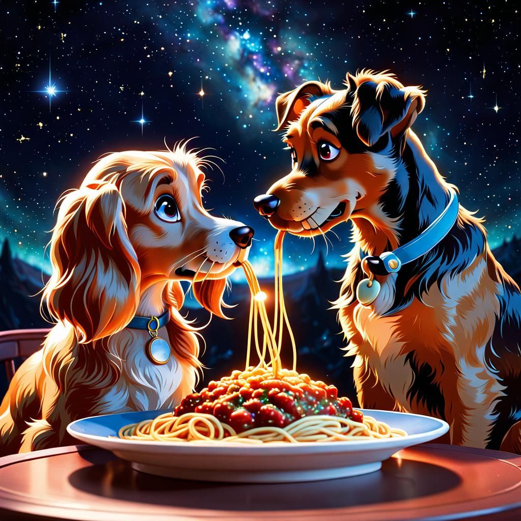 Lady and the Tramp Share Spaghetti