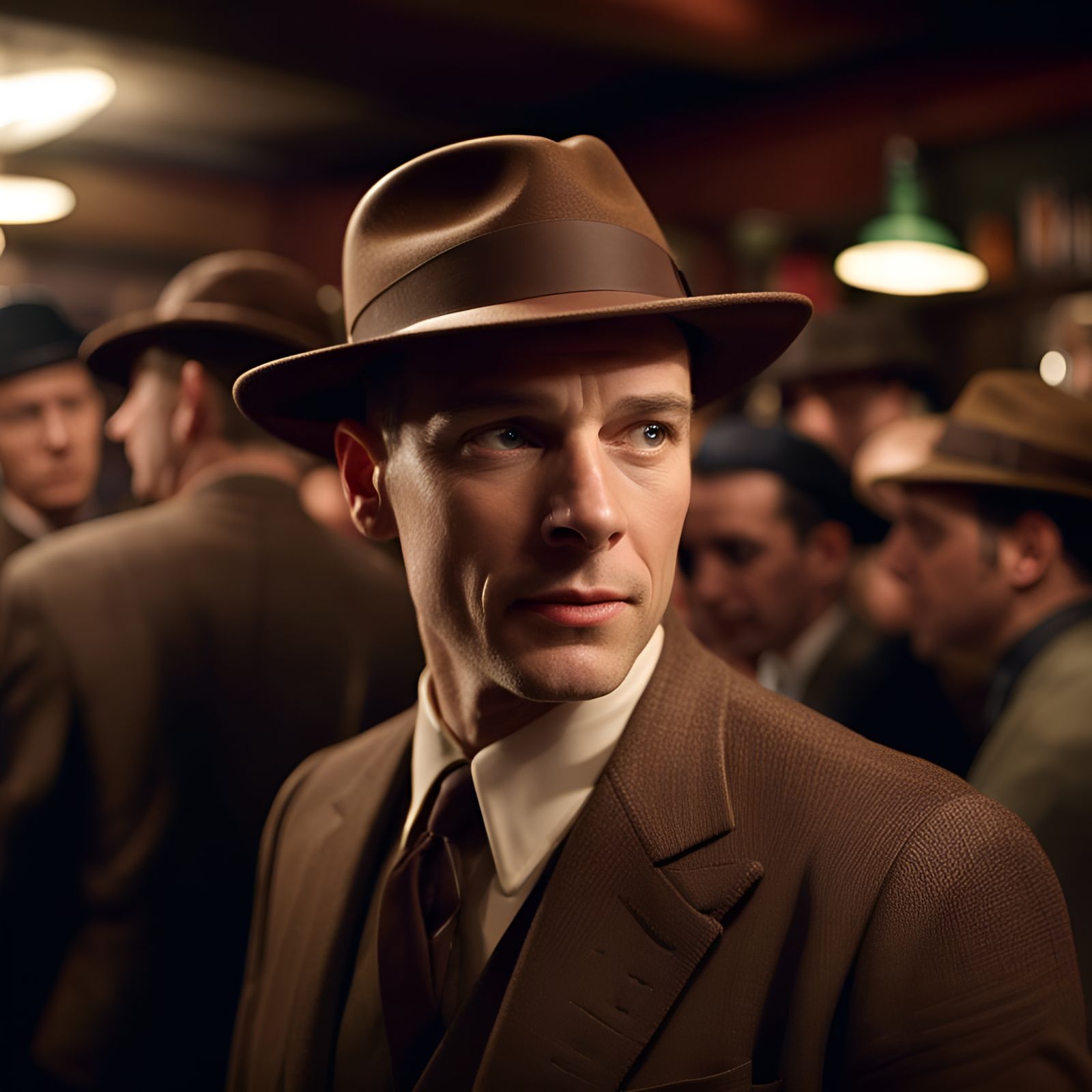 1940s Man in Bar: Hyperrealistic Portrait