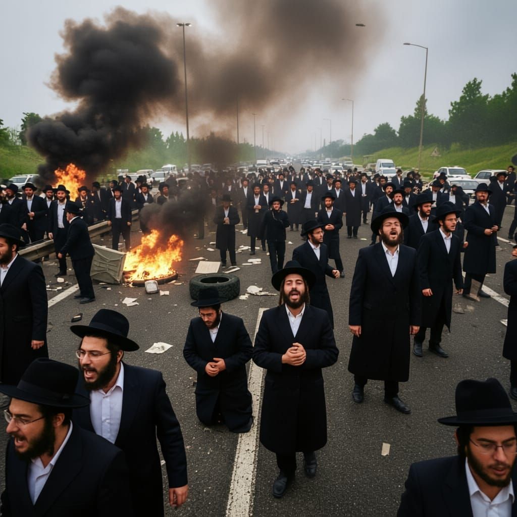 Haredi Protestors Block Highway 6 in Chaotic Scene