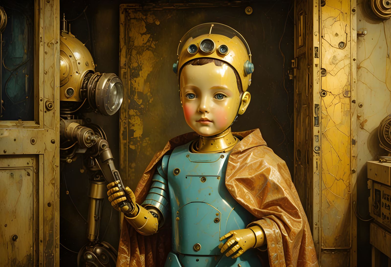 Vintage Robot's New Life on Venus as Oil Painting