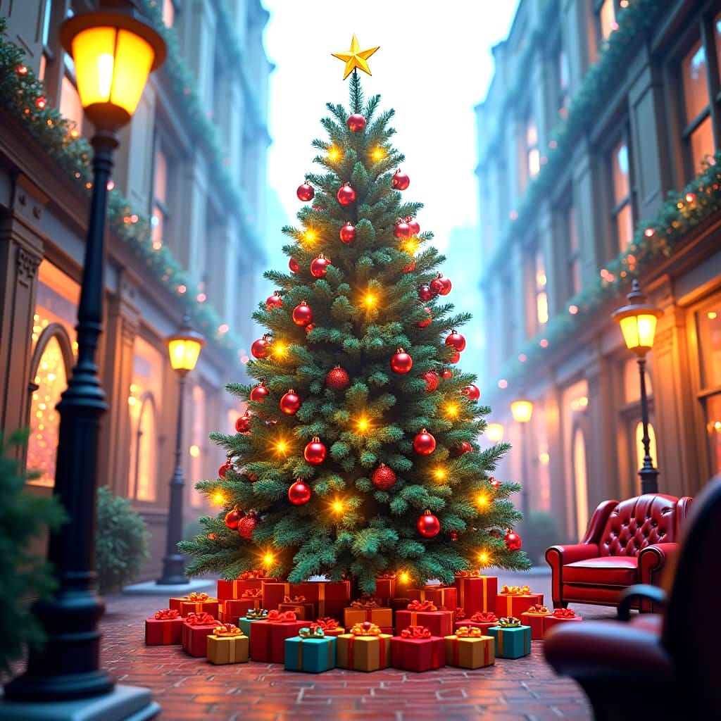 Christmas Tree with Sherlock Holmes Background