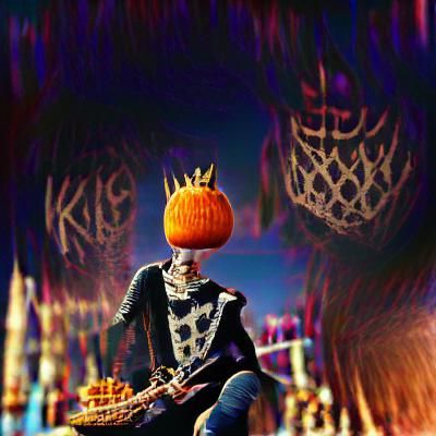 Cartoon Pumpkin King on Throne